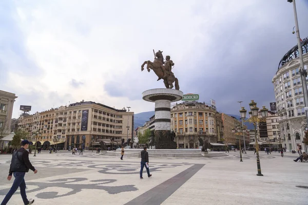 Пам'ятник Олександра Великого, Скоп'є — стокове фото