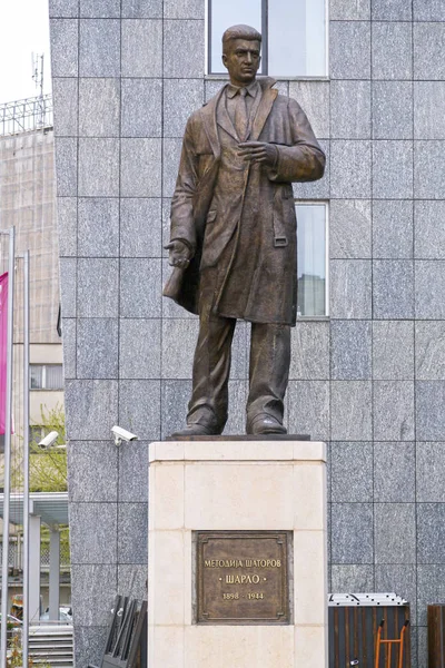 Bronze sculpture of Metodija Shatorov in downtown Skopje, Macedonia