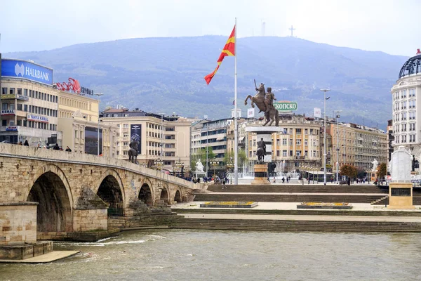 Památník Alexandra Velikého, Skopje — Stock fotografie