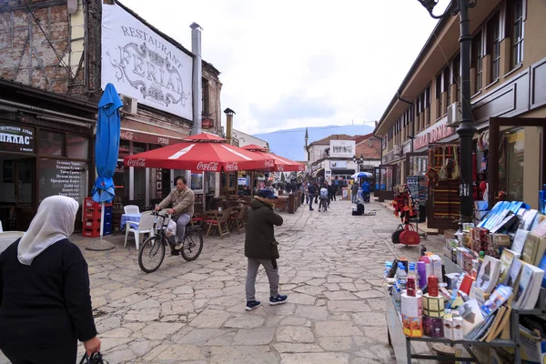 Starego bazaru tureckiego i dzielnicy Skopje, stolicy Macedonii — Zdjęcie stockowe