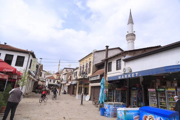 Ancien bazar turc et quartier de Skopje, la capitale macédonienne — Photo