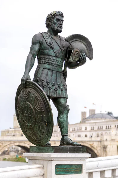 Escultura de bronce del rey Alejandro I Filadelfia en Skopje, Maza —  Fotos de Stock