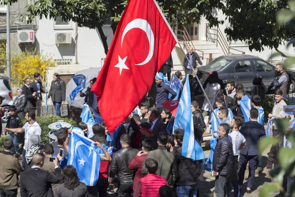 Türkmen azınlık Suriye protesto, küçük bir grup — Stok fotoğraf