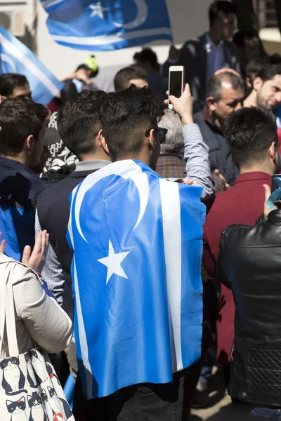 Небольшая группа туркменского меньшинства в Сирии протестует — стоковое фото