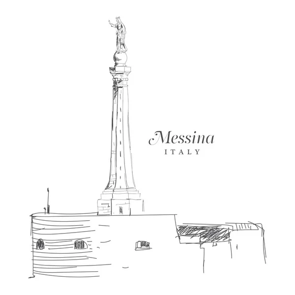 Dibujo digital a mano alzada de Messina, Italia — Archivo Imágenes Vectoriales