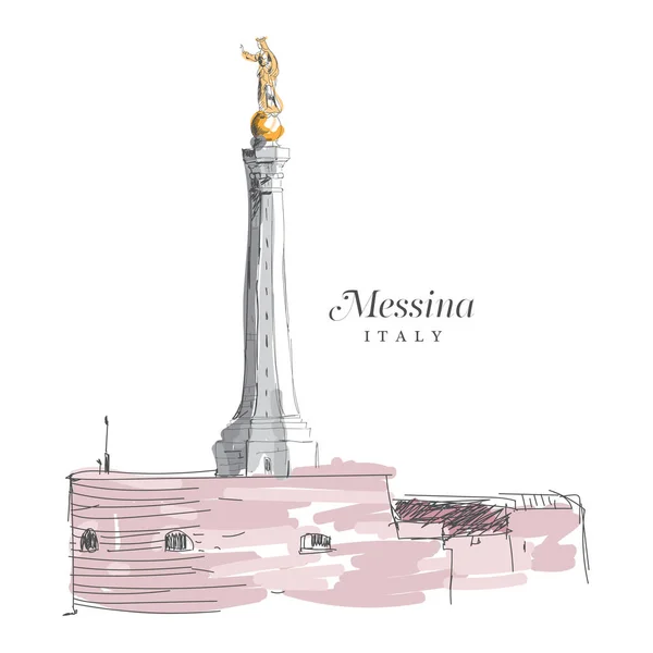 Cyfrowego rysowania odręcznego z Messina, Włochy — Wektor stockowy