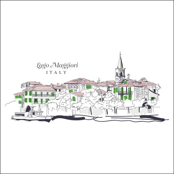 Digitale stijltekenen van Lago Maggiore, Italië — Stockvector