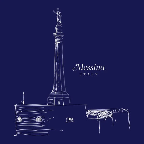 メッシーナ、イタリアのフリーハンドのデジタル図面 — ストックベクタ