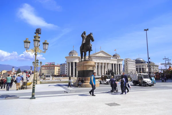 Scultura in bronzo di Goce Delchev nel centro di Skopje, Macedonia — Foto Stock