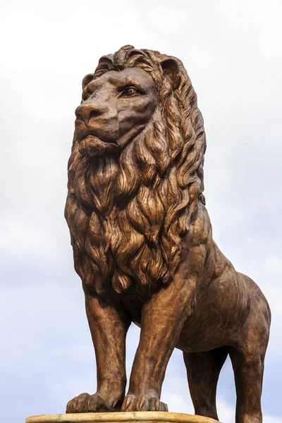 Escultura de leão de bronze em Skopje — Fotografia de Stock