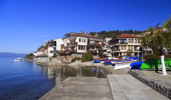 Kust weergave van Ohrid, Macedonië — Stockfoto