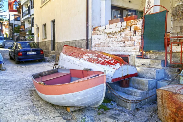 Rybářské čluny odpočívající v Ohrid — Stock fotografie