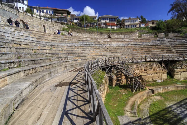 De oude Griekse amfitheater in Ohrid — Stockfoto