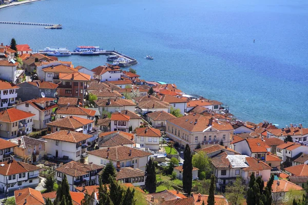Pobřežní pohled Ohrid, Makedonie — Stock fotografie