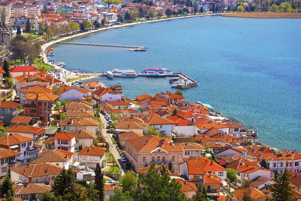 Pobřežní pohled Ohrid, Makedonie — Stock fotografie
