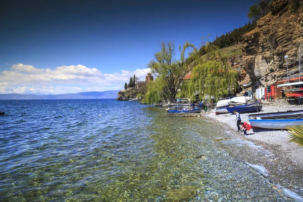 Pemandangan pantai Ohrid, Macedonia — Stok Foto
