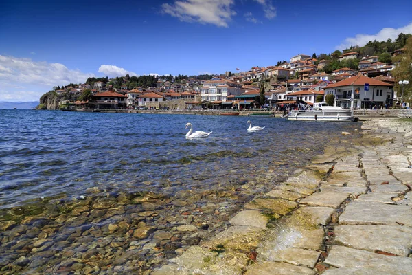 Pobřežní pohled Ohrid, Makedonie — Stock fotografie