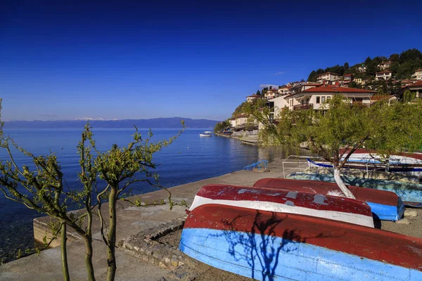 Kust weergave van Ohrid, Macedonië — Stockfoto