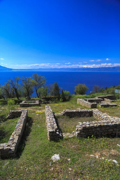 Vista lago Ohrid dalla chiesa di San Panteleimon, Ohrid — Foto Stock