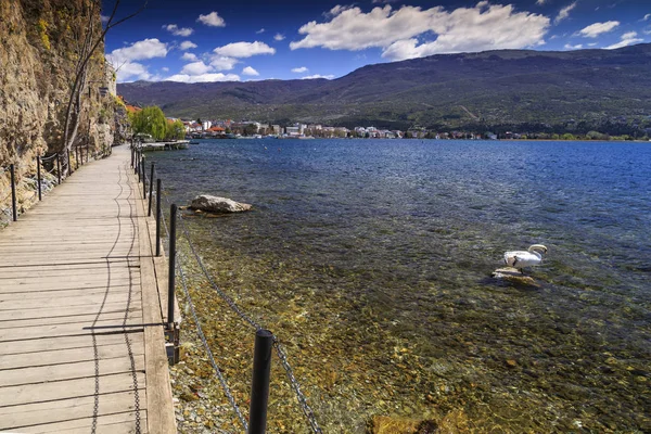 Ohrid, Makedonya'nın kıyı görünümü — Stok fotoğraf