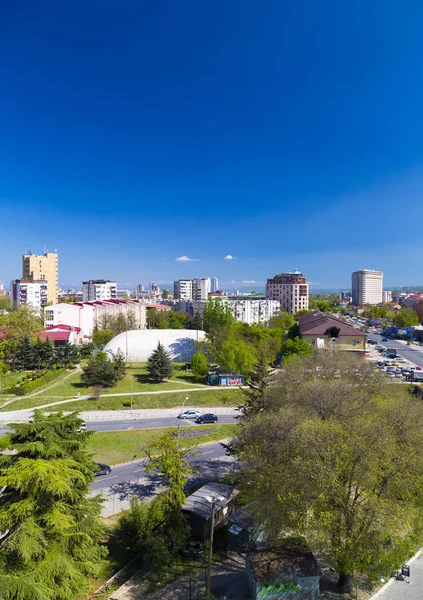 Vista do distrito central de Skopje, Macedônia — Fotografia de Stock