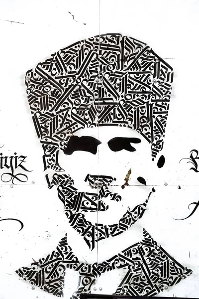 Retrato caligráfico de Mustafa Kemal Ataturk — Foto de Stock