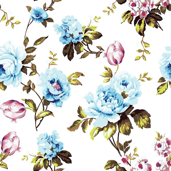 Shabby chic vintage roses motif sans couture — Image vectorielle
