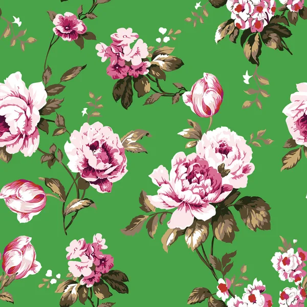 Shabby chic vintage roses motif sans couture — Image vectorielle