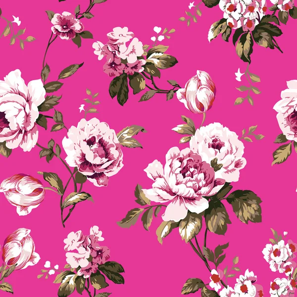 Shabby chic vintage roses motif sans couture — Image vectorielle