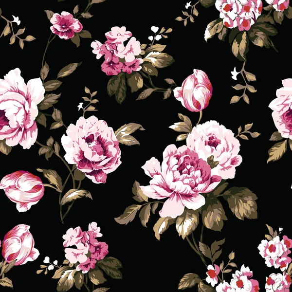 Shabby chic vintage roses motif sans couture — Image vectorielle