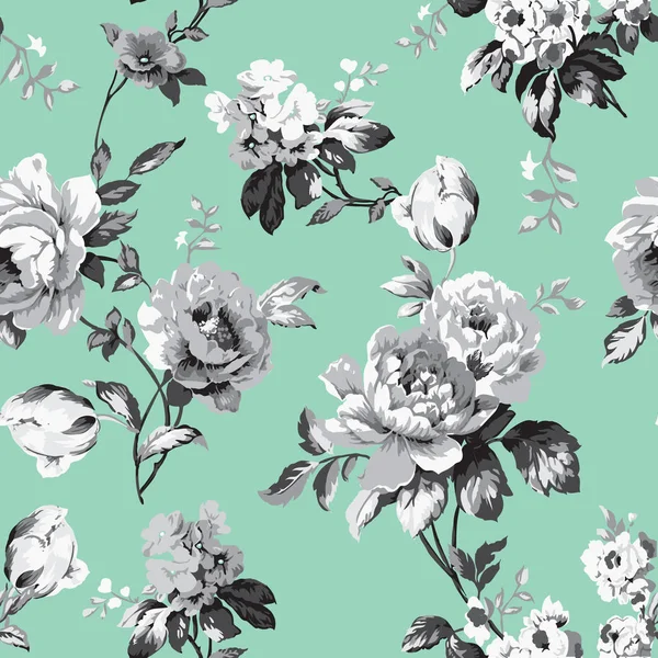 Shabby chic vintage roses motif sans couture — Image vectorielle