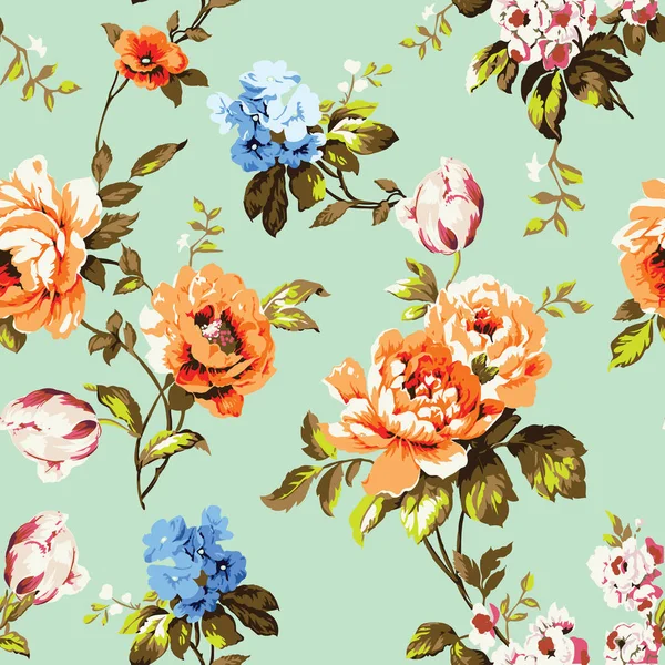 Shabby chic vintage roses seamless pattern — Stock Vector