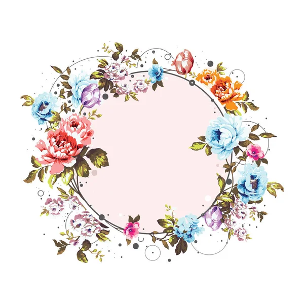 Cirkel achtergrond met shabby vintage bloemen — Stockvector