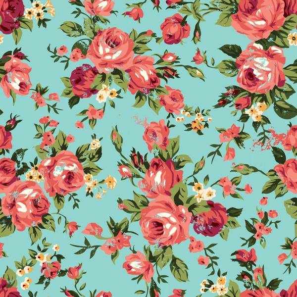 Vintage chintz roses motif sans couture — Image vectorielle
