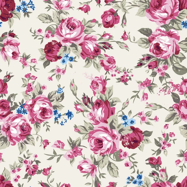 Vintage rosas chintz patrón sin costuras — Vector de stock