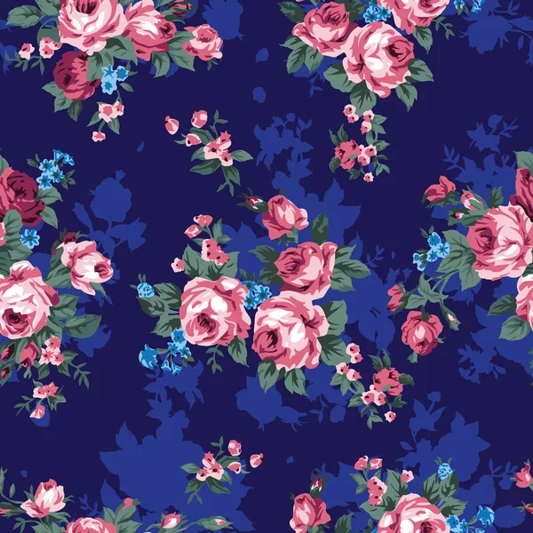 Vintage chintz roses motif sans couture — Image vectorielle