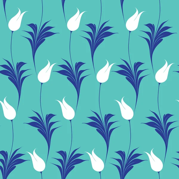 Elegant Iznik style tulips seamless pattern — Stock Vector