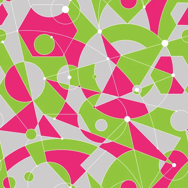 ランダムな幾何学的な図形や線をグリッド シームレス パターン — ストックベクタ