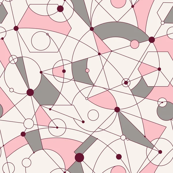 ランダムな幾何学的な図形や線をグリッド シームレス パターン — ストックベクタ