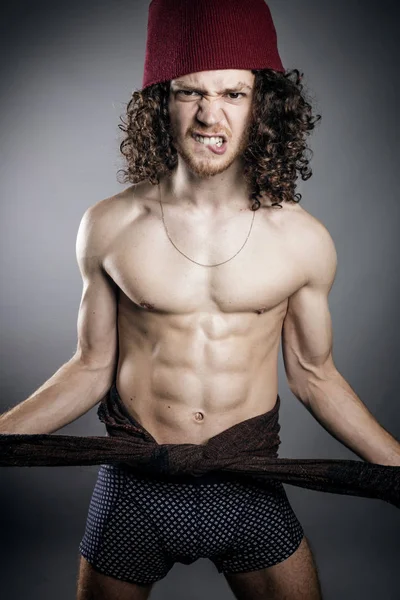 Young ginger topless man studio portrait — Stock Photo, Image