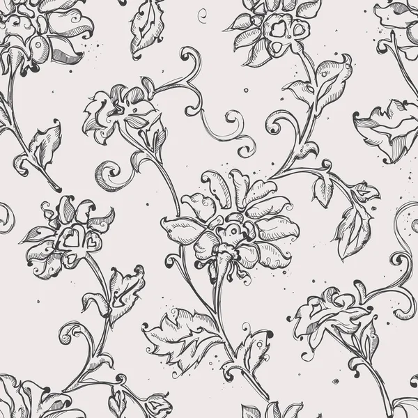 Croquis dessin floral motif sans couture — Image vectorielle