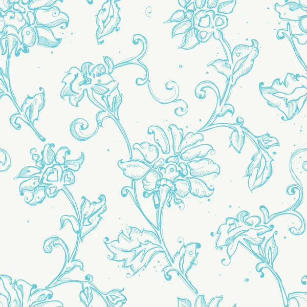 Desenho esboçado padrão sem costura floral —  Vetores de Stock