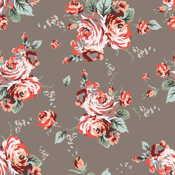 Shabby chic vintage roses motif sans couture — Image vectorielle