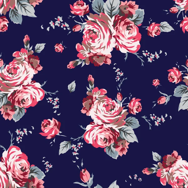 Shabby chic vintage roses seamless pattern — Stock Vector