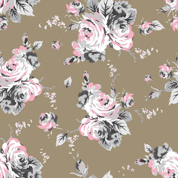 Shabby chic vintage roses motif sans couture — Image vectorielle