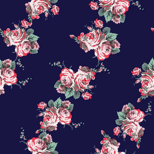 Shabby chic vintage roses motif sans couture — Image vectorielle