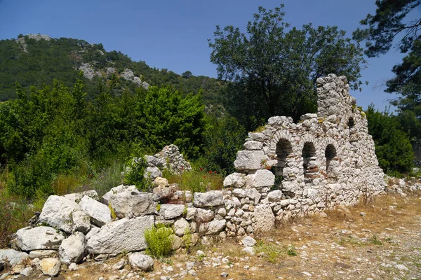 Ruiny Starożytnego Olympos Antalya Turcja Starożytnej Cywilizacji Został Zbudowany Wybrzeżu — Zdjęcie stockowe