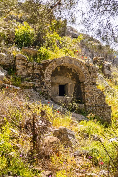 国王的坟墓 石棺在 Olympos 古遗址在土耳其安塔利亚 古代文明建在地中海沿岸 — 图库照片