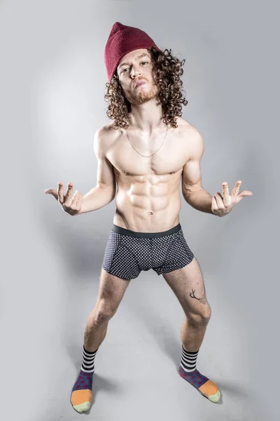 Young ginger topless man studio portrait — Stock Photo, Image