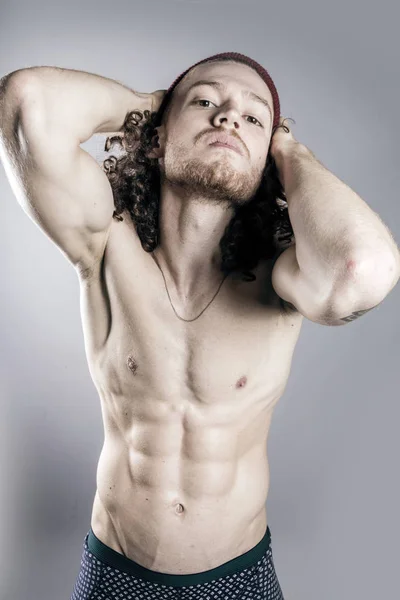 Young ginger topless man studio portrait — Stock Photo, Image